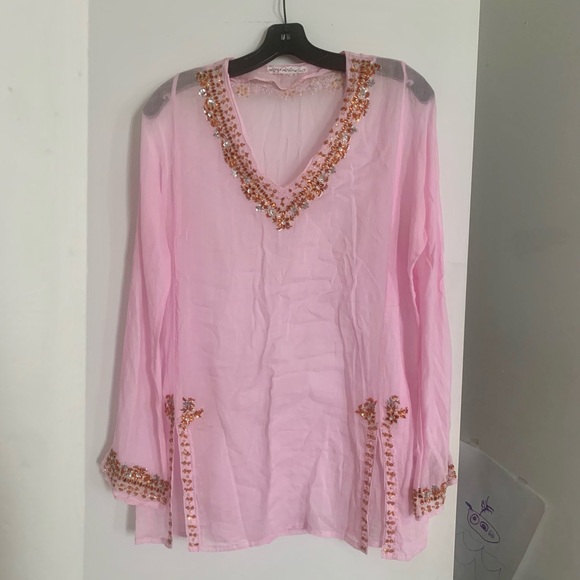 Pink cotton beach tunic size M by Margaret loves Pete. - Picture 1 of 12